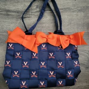 UNIVERSITY OF VIRGINIA Tote Purse Blue & Orange Woven Ribbon Handbag by Tessuta